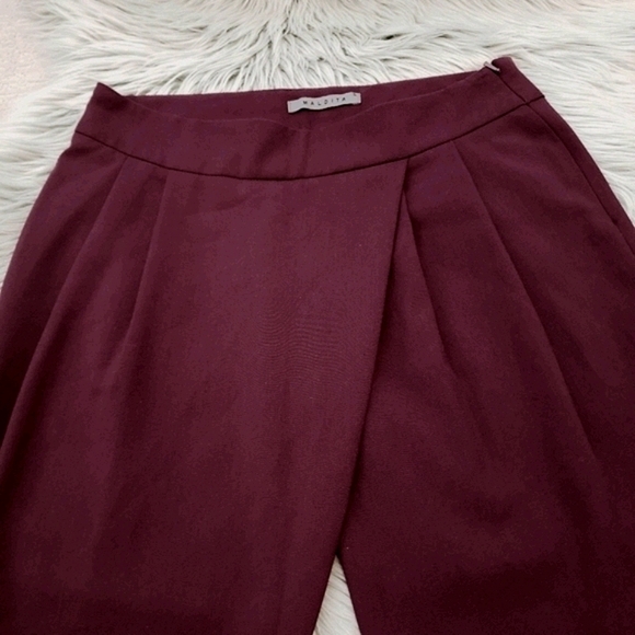 Summer NWOT Burgundy Pleated Pants Office Business Formal Tapered Trousers - Picture 5 of 7